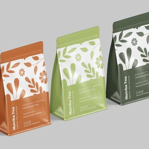 Autumn tea pouch label template bundle editable Canva printable fall tea packaging stickers branding kit