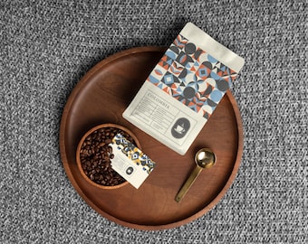 Bold Geometric Coffee Label Set Canva | Minimal Kraft-Inspired Pouches (3 Sizes) | Modern Design Templates