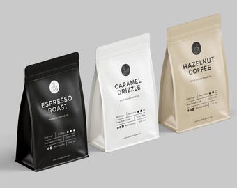 DIY Coffee Branding Kit Canva | 15 Editable Pouch Labels (3 Sizes), Business Cards & Stickers | Printable Templates for Roasters
