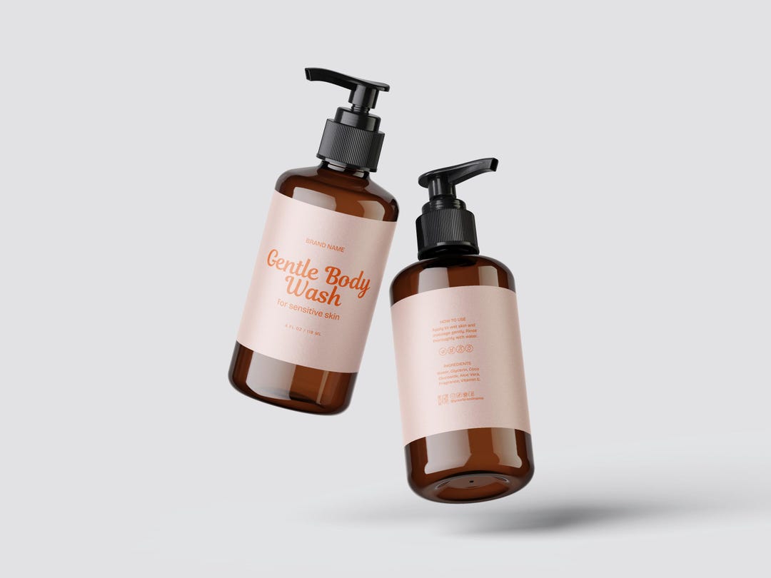 Body Wash Label Canva Template | Shower Gel Label, Soap Bottle Labels ...