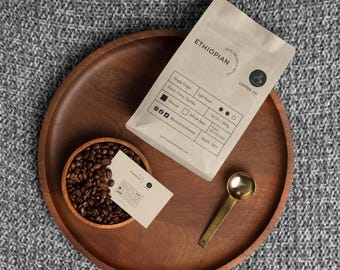 Artisan Coffee Label Templates Canva | Kraft Pouch Labels in 3 Sizes | Handcrafted Roastery Branding Kit