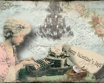 A Marie Antoinette Valentine Digital Collage Greeting Card (Suitable for Framing)