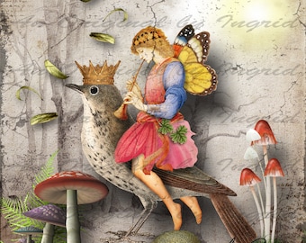 Tale of a Fairy Digital Collage Greeting Card (Suitable for Framing)