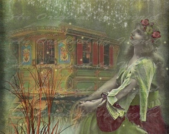 Gypsy Dreamer Digital Collage Greeting Card (Suitable for Framing)