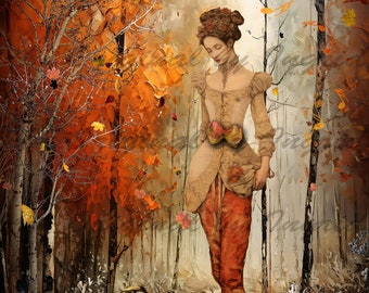 Autumn Leaves Digital Collage Greeting Card (Suitable for Framing)