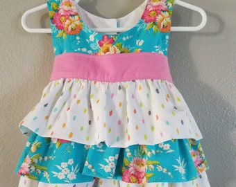 Girl's Ruffle Top with Sash, Made To Order