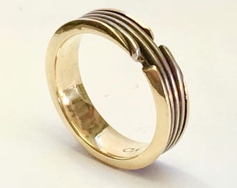 18k Yellow Gold and Sterling Silver Wrap Band by Craig.A.Boisvert