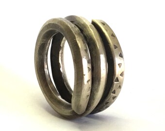 Sterling Silver Forged Men's Coil Ring