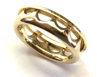 18k Two-Tone Recycled Gold Men's Parachute "CHUTE" Wedding or Commitment Band