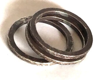 Three Blackend Sterling Silver Bands Textured Size 7.25   Use them for stacking or as spacers in your stack!