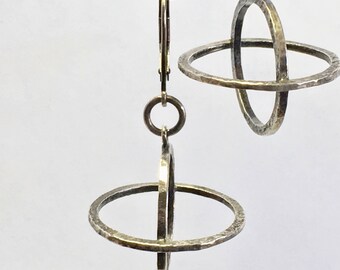 Cohesive Orbit 22mm Antiqued Sterling Silver Earrings