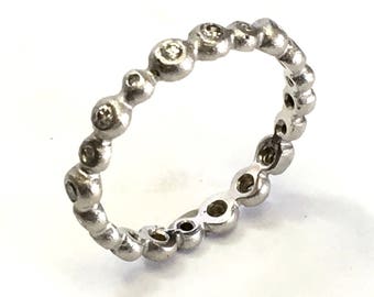Diamond .32ctw Bubble Band in 14k White Gold for Stacking or all by itself! Rhodium Textured Finish in size 6-3/4