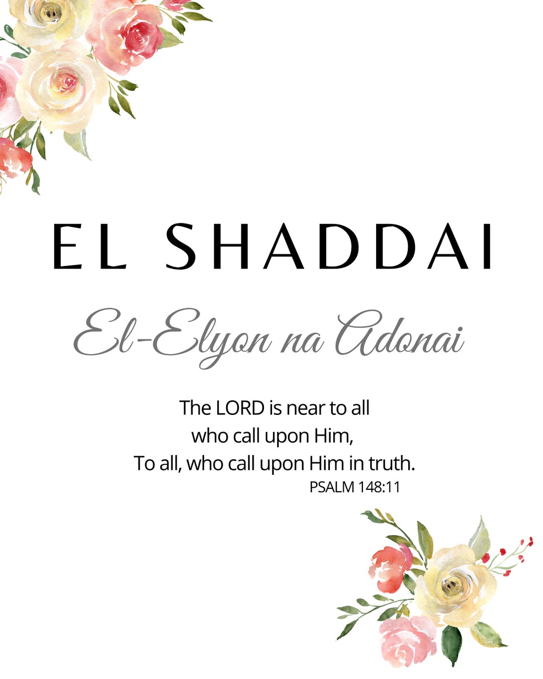 Printable El-shaddai Scripture , Printable Bible Verse,bedroom Print ...