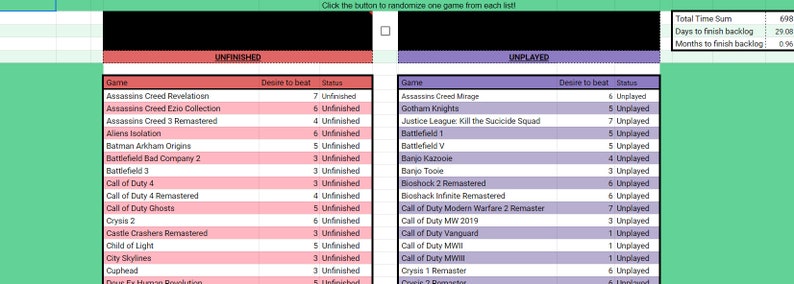 Video Game Tracker/backlog Track and Finish All Your Games - Etsy