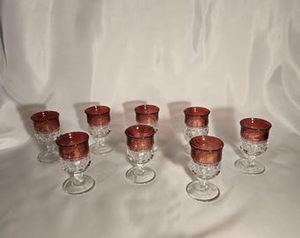 Vintage Tiffin Franciscan King's Crown ruby flash thumbprint goblets - Set of 8