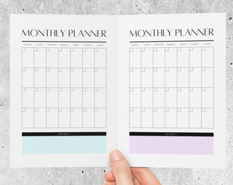 Monthly Planner | Happy Planner | SVG | PDF | A5 | Printable | 4 colors