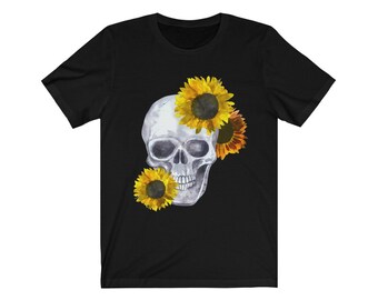 Skull Sunflowers Unisex Jersey Short Sleeve Tee