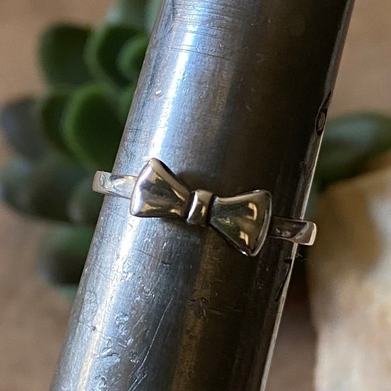 Sterling Silver 925 Simple Bow Fashion Ring - image 7