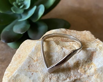 Sterling Silver 925 Simple V Fashion Casual Ring