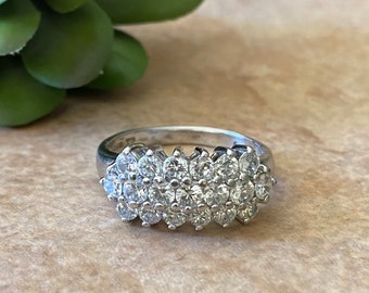 Sterling Silver 925 & 19 Clear CZ Women’s Fashion Ring
