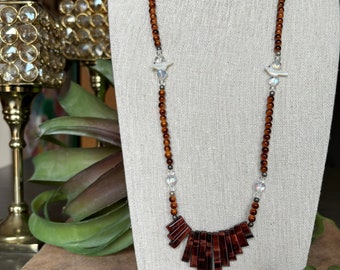 Vintage Beaded Bib Necklace with Birds