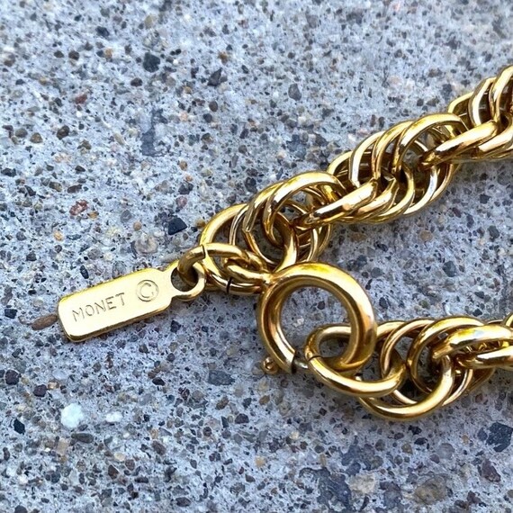 Monet Gold Tone Long Chain Vintage Necklace - image 7