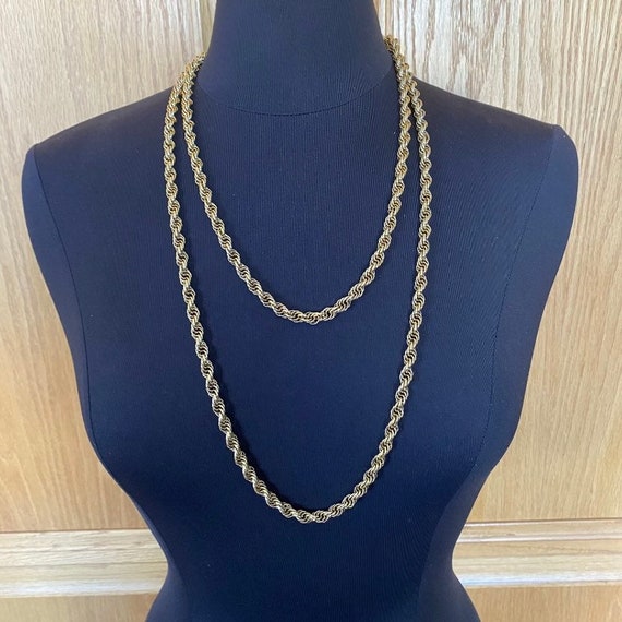 Monet Gold Tone Long Chain Vintage Necklace - image 5