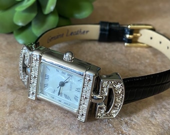 Avon Art Deco Style Women’s Black Band Vintage Wrist Watch