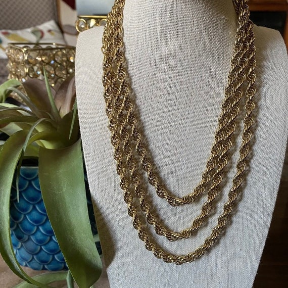Monet Gold Tone Long Chain Vintage Necklace - image 1