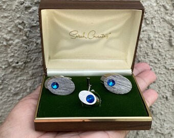 Vintage Sarah Coventry Men’s Rivoli Jewelry Cuff Link & Tie Tack Set