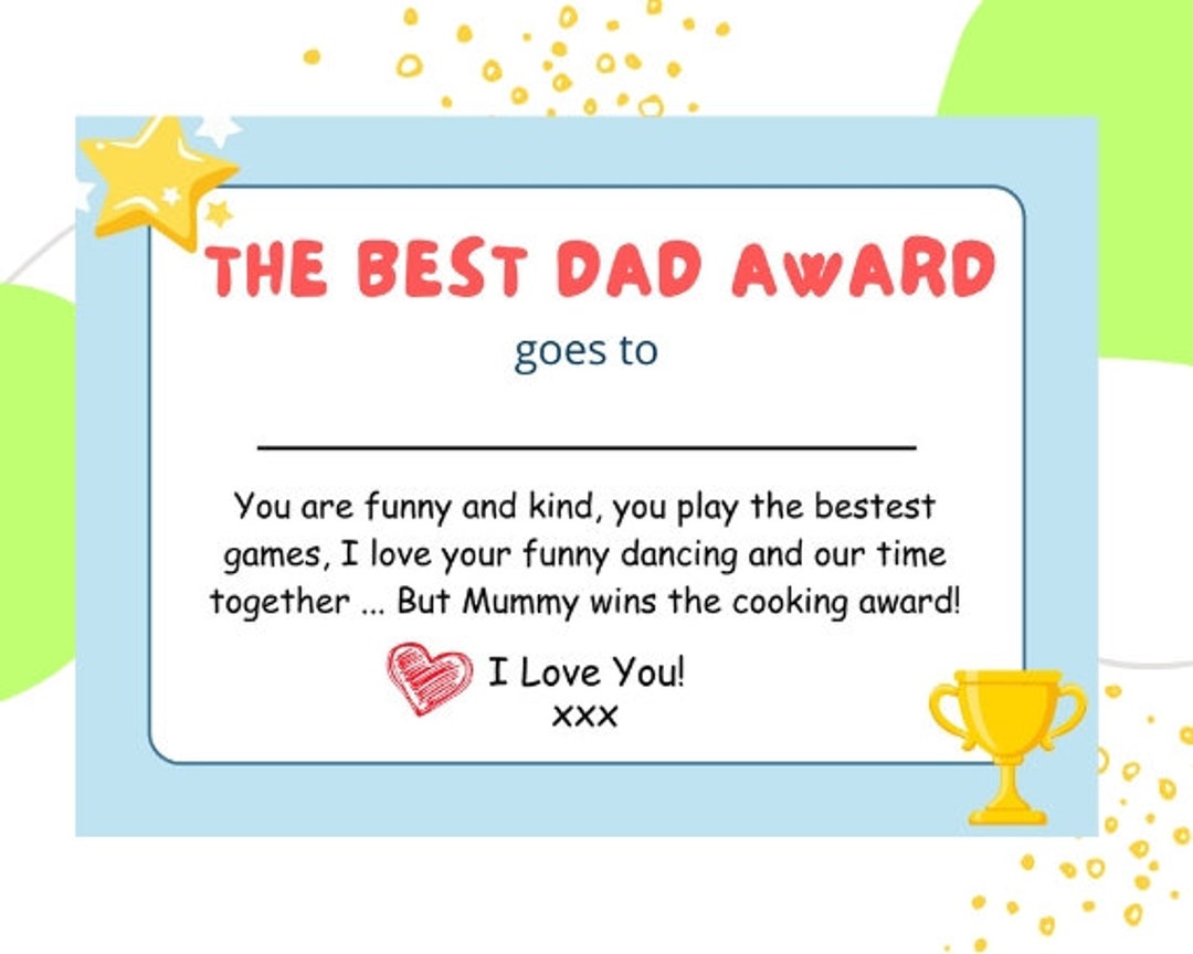 Best Dad Certificate Printable Instant Download Etsy Best Dad Certificate Printable Instant Download Etsy