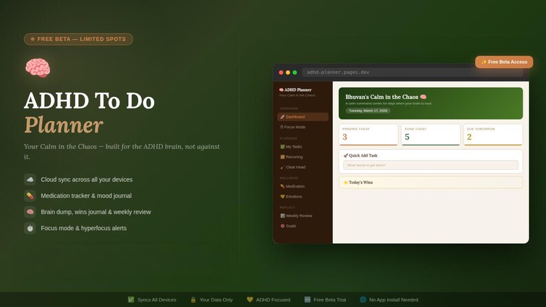 ADHD Digital Planner for Adults | Notion Alternative Web App | Task ...