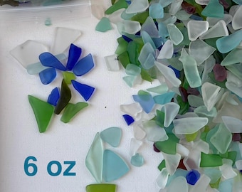 Tumbled Seaglass bulk mixed colored diy 6 oz lot of tumbled vintage glass