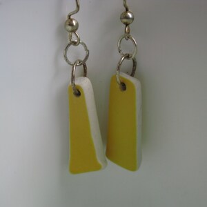 Tumbled China earrings upcycled and inexpensive brite yellow image 4