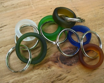 seaglass inspired colors  1 keychain TrAsH gLaSs hoop keyring in your color choice