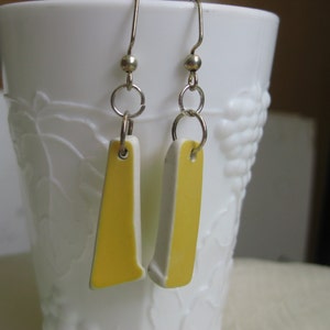 Tumbled China earrings upcycled and inexpensive brite yellow image 2