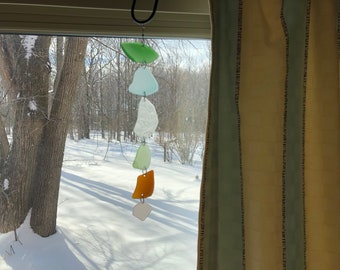 Sea glass inspired Suncatcher.  colorful pastel vintage glass ornament for outdoor or in your window,, eye candy for your home