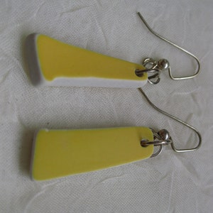 Tumbled China earrings upcycled and inexpensive brite yellow image 1