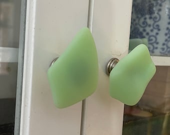 Fire king jadeite cabinet pull beach glass inspired .  Random shaped vintage green glass pieces. diy drawer pull cupboard  knob