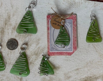 Sea glass green Christmas tree ornament, thank you gift,teacher, co-worker,dog Walker, mail person, hostess, housewarming gift.