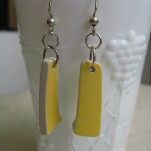 Tumbled China earrings upcycled and inexpensive brite yellow image 5