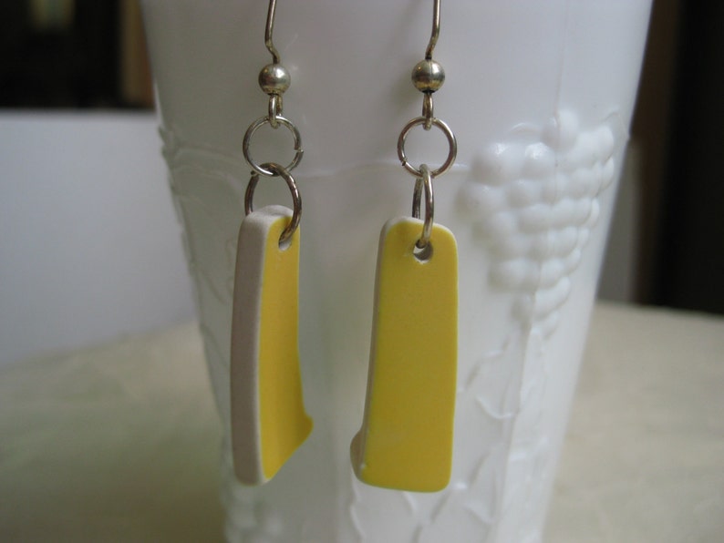 Tumbled China earrings upcycled and inexpensive brite yellow image 5