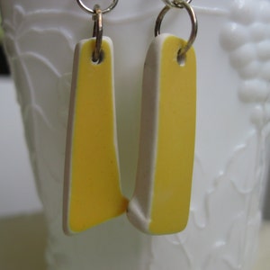 Tumbled China earrings upcycled and inexpensive brite yellow image 3