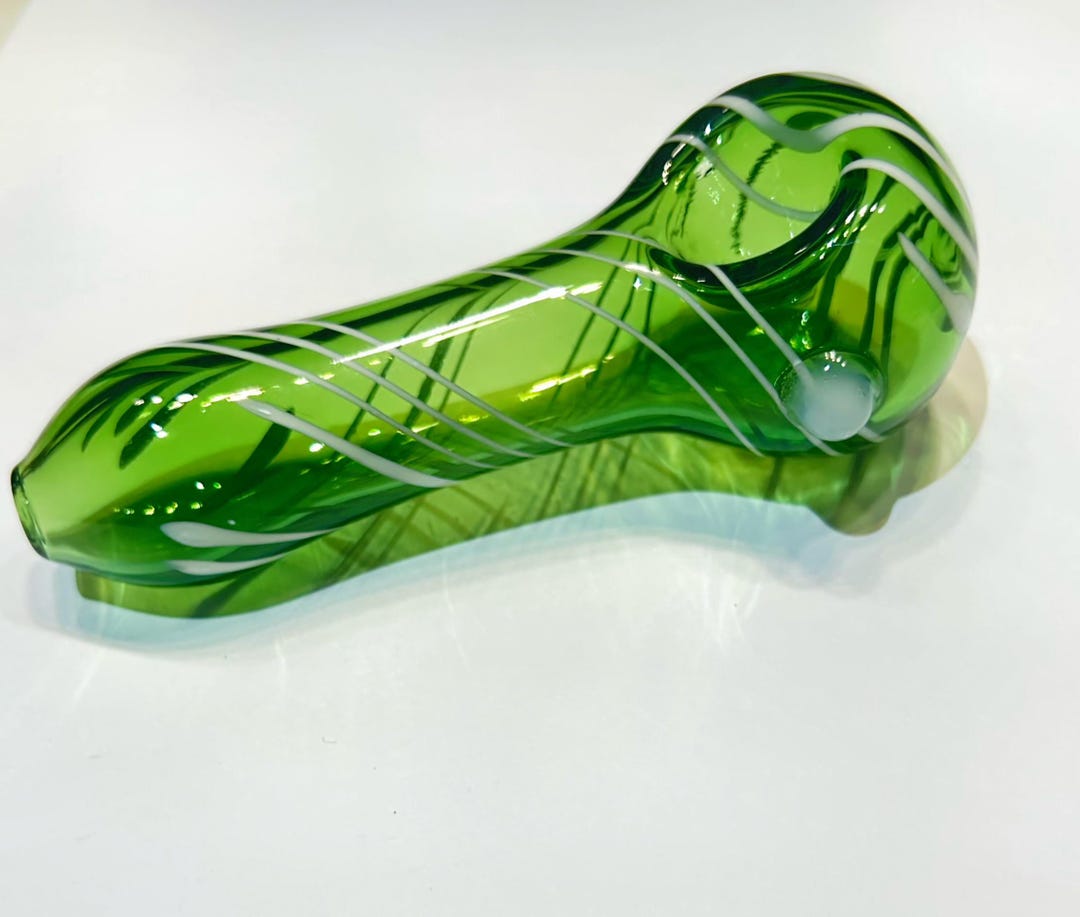 Beautiful Pipe Nature-inspired Green Pipe, Elegant White Swirl, Girly Glass Pipe ...