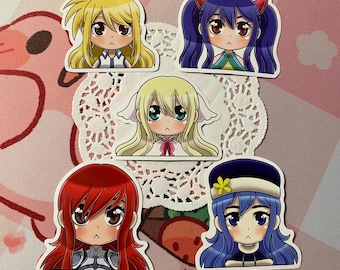 Fairy Tail Girls Vinyl Die-cut Glossy Stickers Lucy Erza Juvia Wendy Mavis