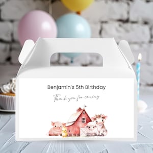 Party Box Label, Editable Birthday Favor Template,Printable Labels for Kids,Instant Download,Customizable Party Supplies,Second Farm,1072