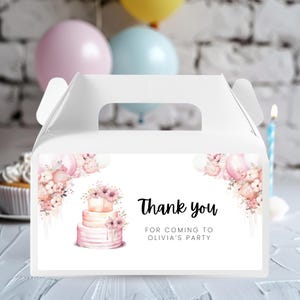 Editable Party Box Label Template: Floral Birthday Favor (Digital Download)