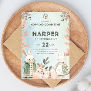 5th bunny birthday invitation - some bunny is five - girls bunny birthday party - cute bunny invite - Instant Download