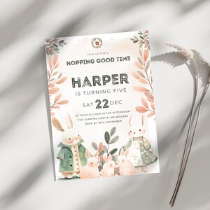 5th bunny birthday invitation - some bunny is five - girls bunny birthday party - cute bunny invite - Instant Download