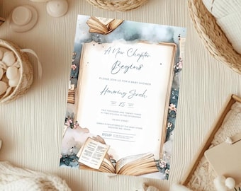 Storybook Baby Shower Invitation: Library Theme (Canva Template)